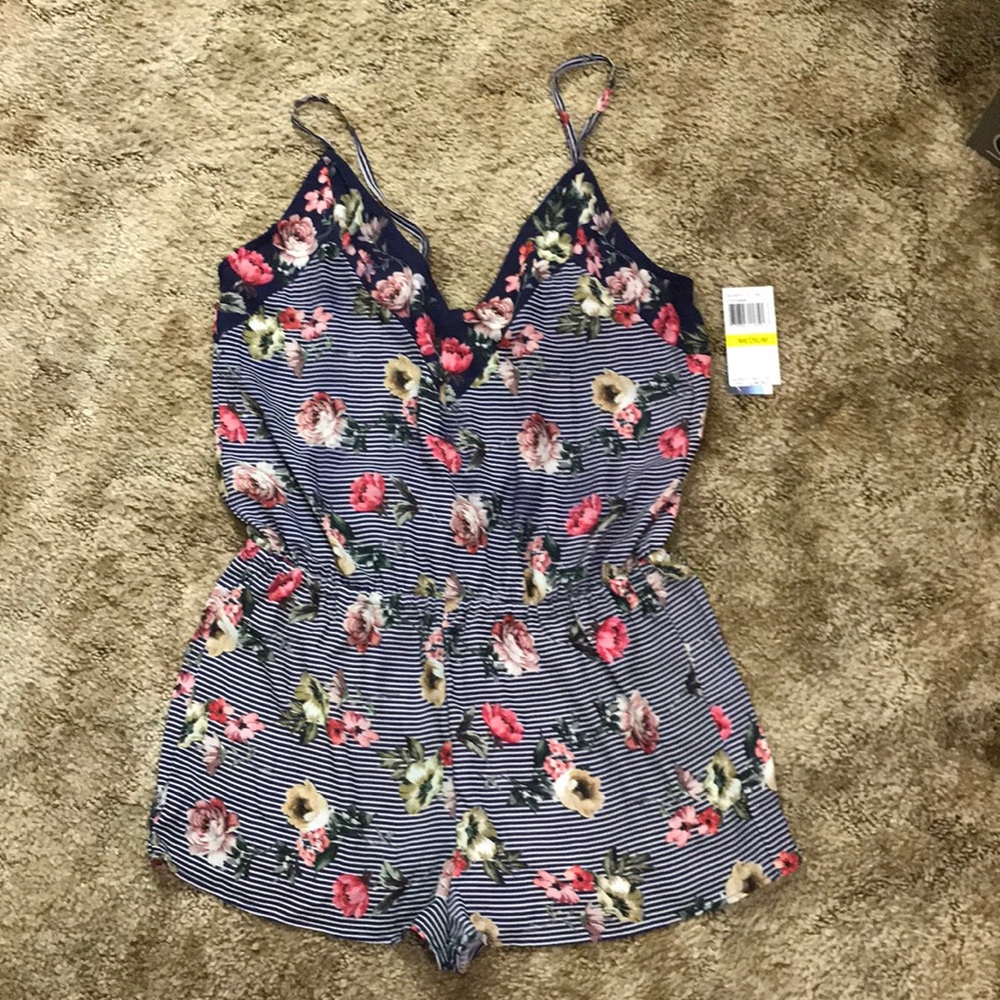 Navy blue floral Romper